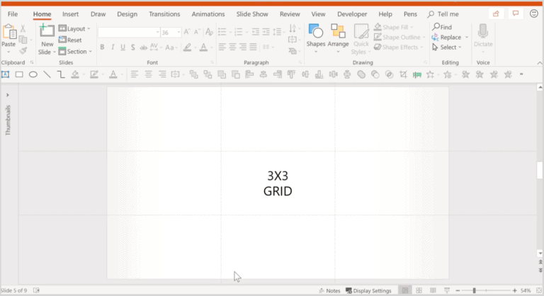 3 by 3 grid layout in PowerPoint