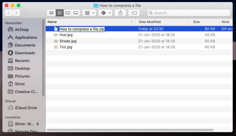 How to compress a file on Mac - Step 4